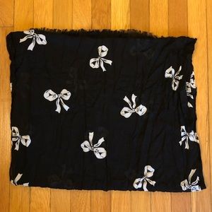 NWT Kate Spade bow print black scarf